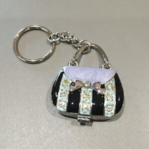 Vintage Purse Key Charm Mirror Photo Locket Keepsake Key Chain Ganz